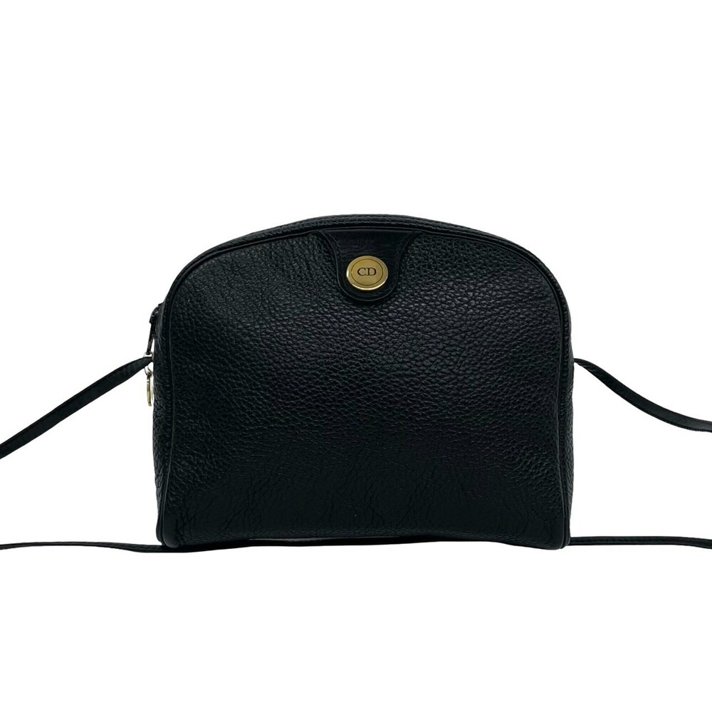 CHRISTIAN DIOR Vintage Black Leather Shoulder Bag